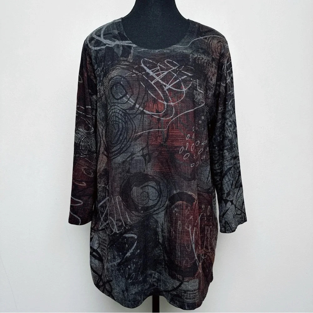 Inoah Womens Large Soft Stretchy 3/4 Aline Color Shade Top - Picture 2 of 15